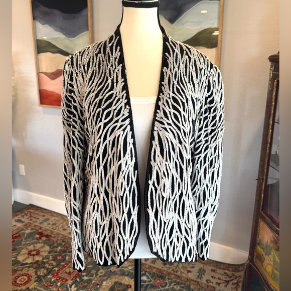 Nipon Night Vintage Black and White Open Front Jacket - Picture 1 of 7